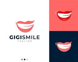 Smile Mouth Teeth and Letter G logo template vector