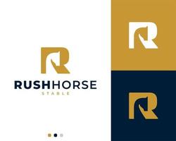 plantilla de logotipo de letra r y caballo vector