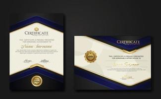 New design two set Luxury Certificate template with shadow effect on overlap layers and cream color on pattern background. For award, business, and education needs. vector illustration