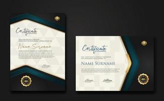 New design two set Luxury Certificate template with shadow effect on overlap layers and cream color on pattern background. For award, business, and education needs. vector illustration