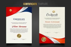 Modern certificate template with beautiful combination color on waving shape background vector