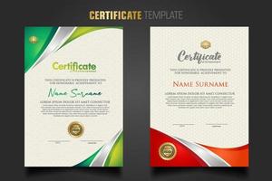 Modern certificate template with beautiful combination color on waving shape background vector