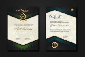 New design two set  luxury certificate  template with shadow effect on overlap layers and cream color on  pattern background vector