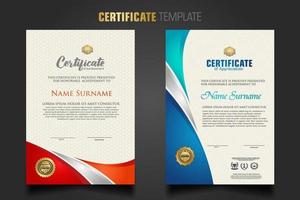Modern certificate template with beautiful combination color on waving shape background vector