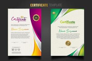 Modern certificate template with beautiful combination color on waving shape background