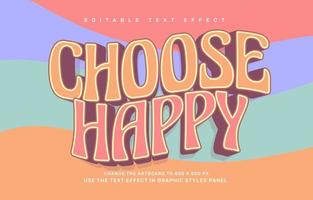 Groovy choose happy quote editable text effect template vector