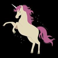 la tarjeta con unicornio sobre fondo negro vector