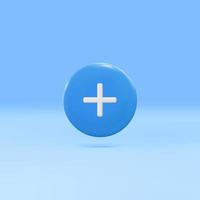 3d Add, plus,  cross - round button. Vector illustration.