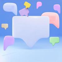 3d Empty popup message with speech bubbles. Vector illustration.