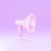 Realistic 3d megaphone, loudspeaker on pink background. Vector illustration.