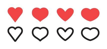 Vector hearts. Heart shape icon collection. Valentines day love symbol.