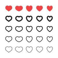 iconos de forma de corazón. conjunto de pictogramas de corazones. símbolo del amor del día de san valentín. vector