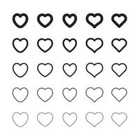 Heart shape icons. Hearts pictogram set. Symbol for valentine's day love. vector