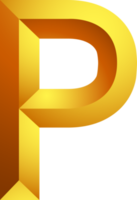 estilo de cor de ouro do alfabeto png