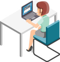 Business woman working isometric png