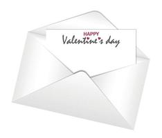 White envelope, letter with place for text and copy space. Text Happy Valentine's Day. Concept postcard, valentine, post, space for design, congratulation, invitation, romantic meeting, note