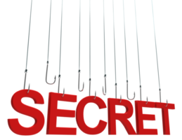 Secret text hanging on a fishing hook png