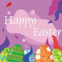 happy easter eggs on purple background vector illustration EPS10