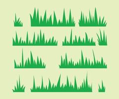 green straight grass natural texture silhouette set icon vector illustration EPS10