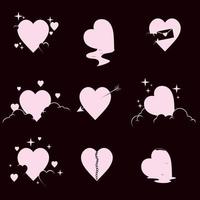 forma de amor simple y elegante con estrella chispeante, nube, flecha, carta de amor e ilustraciones vectoriales líquidas eps10. para el diseño de adornos del día de san valentín vector