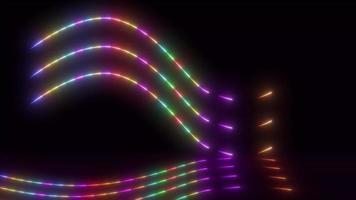neon linea onda su nero sfondo. astratto futuristico neon linea sfondo. astratto colorato raggiante neon linea animazione sfondo video