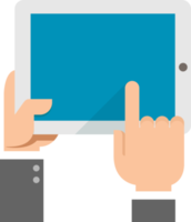 Hand playing tablet flat color png