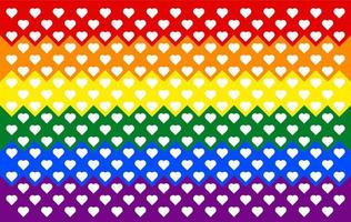 Homosexual valentine day concept. Gay and LGBTQIA pride flag. Rainbow color seamless heart shape background pattern. Design texture for fabric, banner, poster, backdrop, wall. Vector illustration.