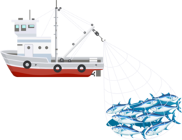 Fishing boat flat color png