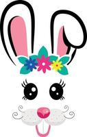 rabbit masks with pink ears and flowers vector