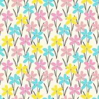 bizarre spring wild flowers seamless pattern in doodle style vector