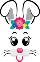 bunny masks with gray ears and flowers vector