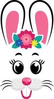 bunny masks with pink ears and flowers vector