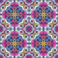 Mediterranean mosaic seamless pattern design, Repeat textile design. Fabric print vector