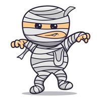 Cute mummy angry cartoon vector icon illustration