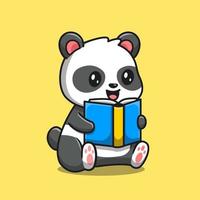 Cute Panda Reading Book Cartoon Vector Icon Illustration. Animal Education Icon Concept Isolated Premium Vector. Flat Cartoon Style