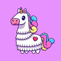 Ilustración de icono de vector de dibujos animados lindo unicornio pinata. concepto de icono de amor animal vector premium aislado. estilo de dibujos animados plana