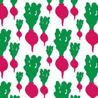 Seamless radish pattern. Vector vegetable background. Doodle illustration.