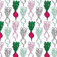 Seamless radish pattern. Vector vegetable background. Doodle illustration.
