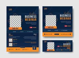 Business webinar flyer template, social media post and cover template. vector