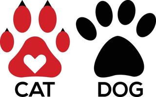 Black and Red  silhouette of a paw print, isolated. vector