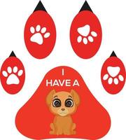 Love with pet footprint. - funny vector saying.