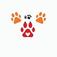 Black, Red and orange  silhouette of a paw print, isolated. vector