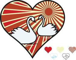 Swans In Heart ,Laser Cut File vector