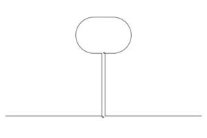 Single continuous line drawing template of square road sign. One line draw vector illustration.