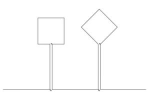 Single continuous line drawing template, set of road signs, Traffic signs on white background. Vector illustration.