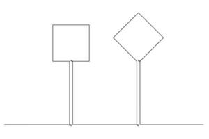 Single continuous line drawing template, set of road signs, Traffic signs on white background. Vector illustration.