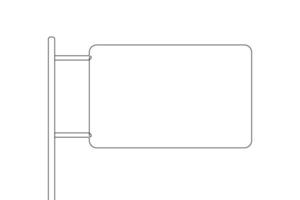 maqueta de pancarta en blanco en el palo. cartel de protesta, transparencia pública con titular. dibujo de una sola línea continua. ilustración vectorial vector