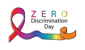 Zero Discrimination day poster with rainbow ribbon vector illustration