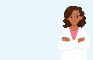 Web banner with a young female doctor vector