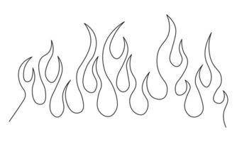 Minimalist silhouette of flame. One line drawing.  Design template vector